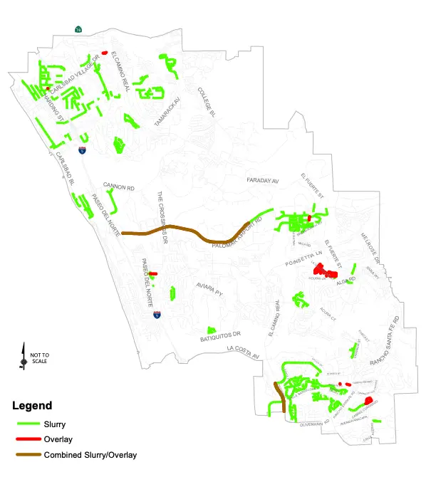 Roadway improvements locations. Image courtesy of City of Carlsbad