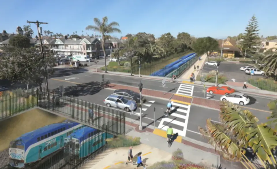 Renderings of the trenched rail lines. Image courtesy of City of Carlsbad