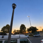 The new pedestrian lights in Carlsbad’s Barrio neighborhood stand on 17-foot poles and cast a warmer, softer light than existing streetlights. Courtesy photo/City of Carlsbad