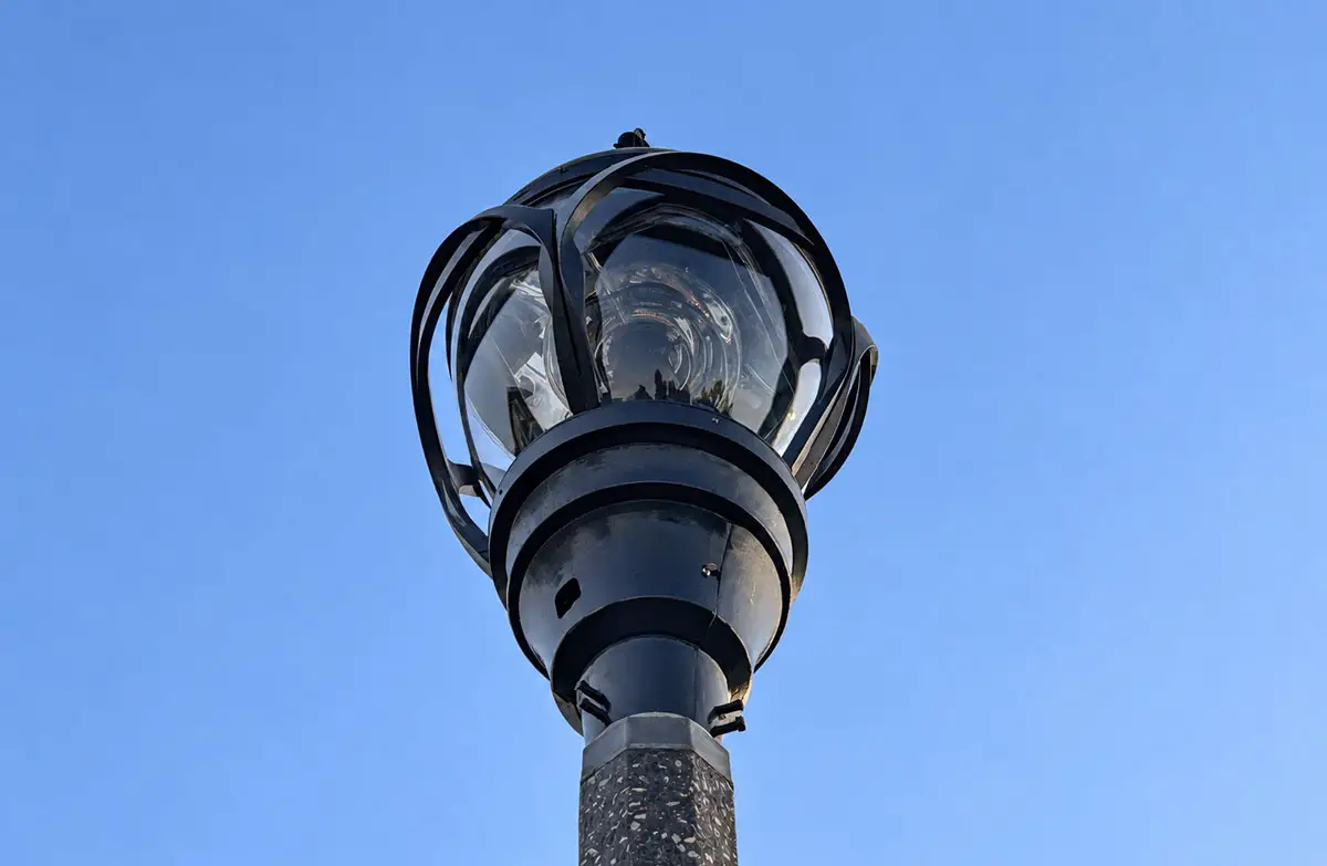 A new pedestrian light in Carlsbad’s Barrio neighborhood is among 115 installed to improve visibility along sidewalks after dark. Photo courtesy of the city of Carlsbad
