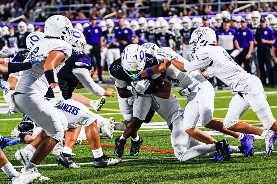 Carlsbad running back Darian Webb rushes for a touchdown against San Marcos on Friday night. Photo by Julian Liner