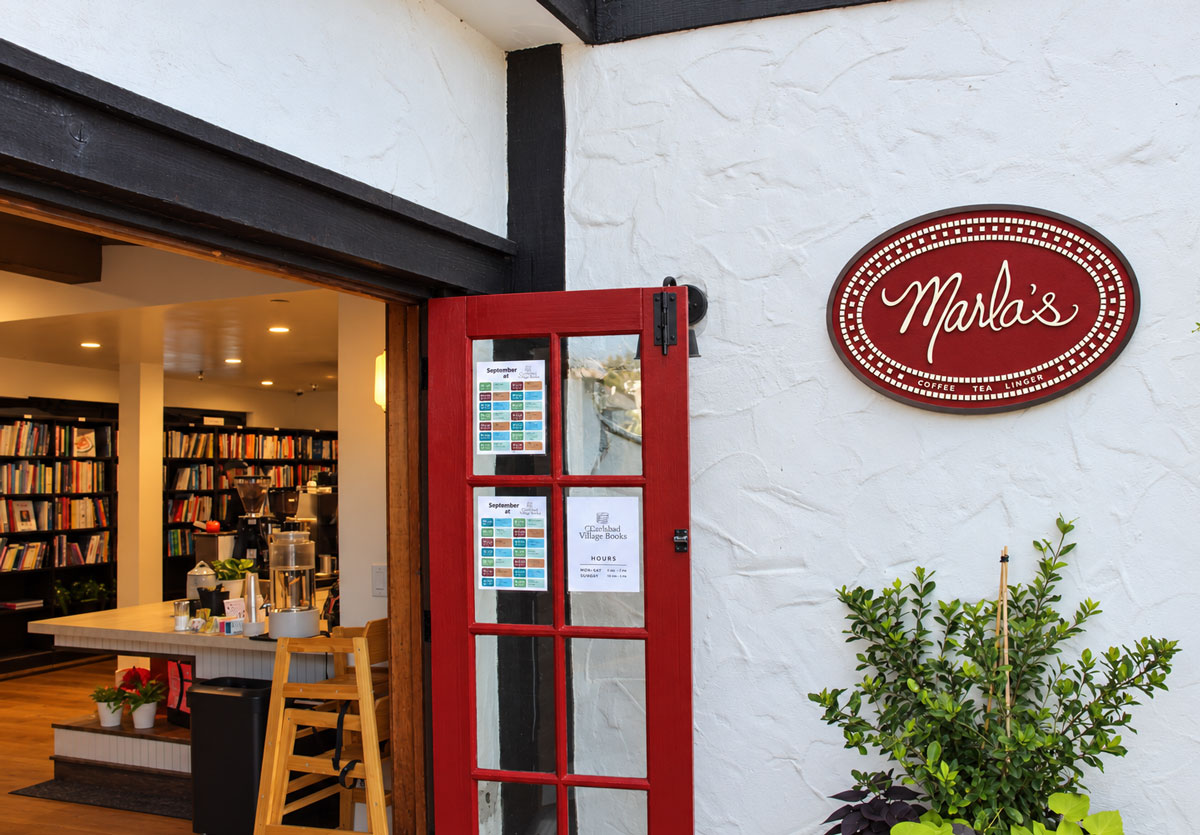Marla’s Cafe, tucked inside Carlsbad Village Books, offers coffee and tea in a cozy setting. The cafe is named in honor of the bookstore owners’ mother, who shared a love of books and tea. Photo by Christopher Bacon