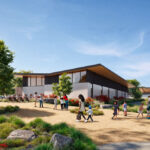A rendering depicting a new civic plaza at Paul Ecke Central Elementary School in Encinitas.