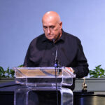 Escondido-based singer and drummer Larry Grano speaks during his Oct. 16 induction into the San Diego Music Hall of Fame. Photo by Jim Trageser