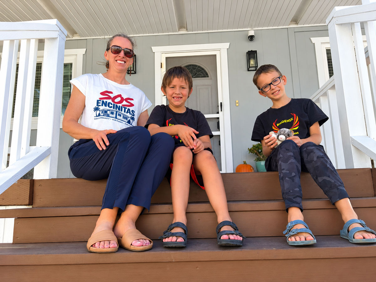 Leucadia resident Heidi Holzworth and her sons Caden, 9, and Bryce, 6, at Riviera Mobile Home and RV Park. Photo by Jordan P. Ingram