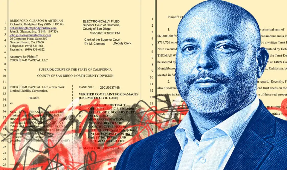 Thomas Hinson, founder of Solana Beach-based Investors 1031 Exchange, faces multiple lawsuits over his business dealings. The Coast News graphic