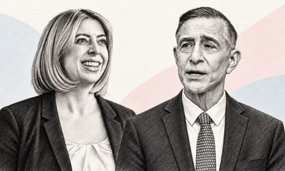 Marni von Wilpert, left, is running against Jim Desmond for the 48th Congressional District seat held by retiring Rep. Darrell Issa, right. The Coast News graphic
