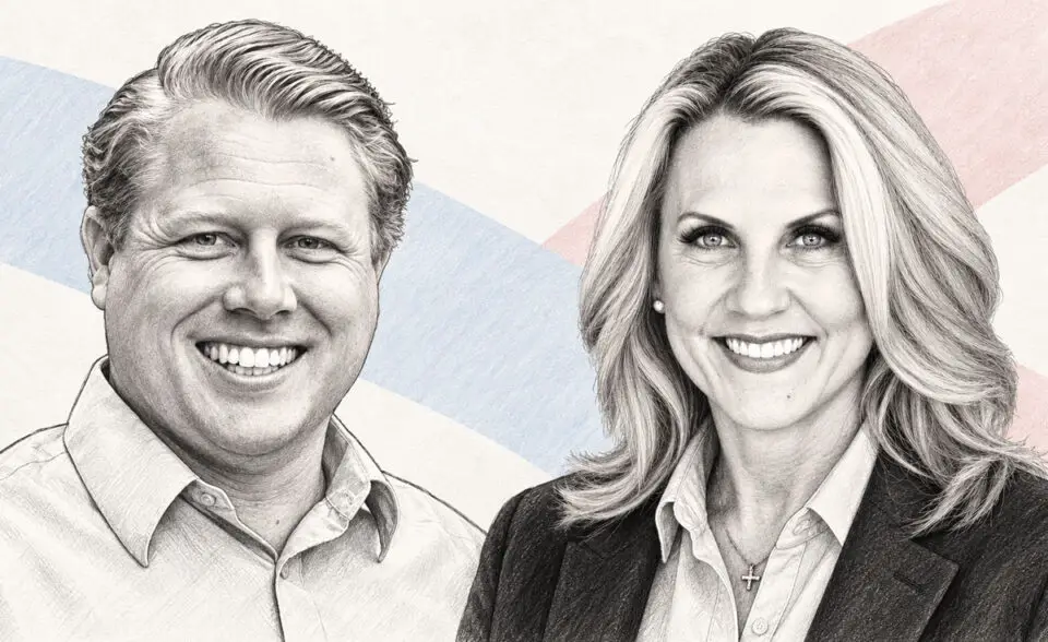 San Marcos Mayor Rebecca Jones and former county Democratic Party Chair Kyle Krahel are competing for the District 5 seat on the San Diego County Board of Supervisors. The Coast News graphic