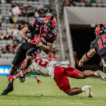 San Diego State running back Lucky Sutton rushed for 119 yards on 18 carries in the Aztecs’ 26-23 victory over Fresno State on Saturday. The Cathedral Catholic graduate returned after an injury sidelined him for three of the previous four games. Photo by Isaac Angel