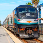 A Metrolink train at the Oceanside Transit Center. The rail agency plans to suspend service to and from Oceanside for five days beginning Monday due to anticipated high tides near San Clemente. Photo by Katie Chizhevskaya