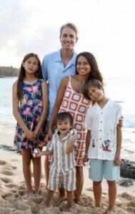 Colepepper Plumbing founder Mitch Kenney with his wife and three children in California.