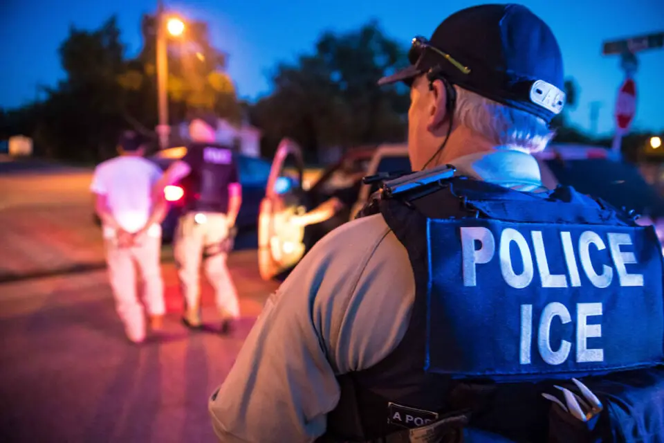 U.S. Immigration and Customs Enforcement officers arrest criminal fugitives as part of Operation Cross Check. Courtesy photo/DHS