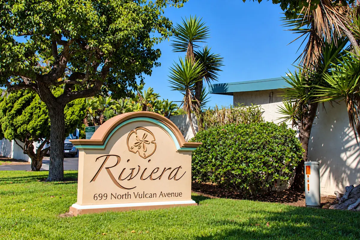 The entrance to Riviera Mobile Home Park in Leucadia, where residents facing steep space rent increases have urged the Encinitas City Council to adopt emergency rent protections. Photo by Cameron Adams