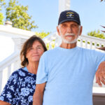 Tammy and Ron McCamish at Riviera Mobile Home Park in Leucadia, where the couple has lowered the asking price for their home amid buyers’ concerns over rising space rents. Photo by Jordan P. Ingram