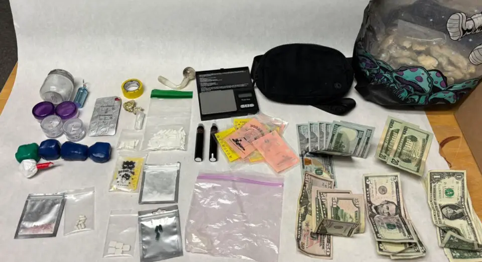 Drugs, packaging materials, a digital scale and cash seized during the arrest of a Valley Center man on suspicion of drug sales Thursday. Courtesy photo/Sheriff's Office