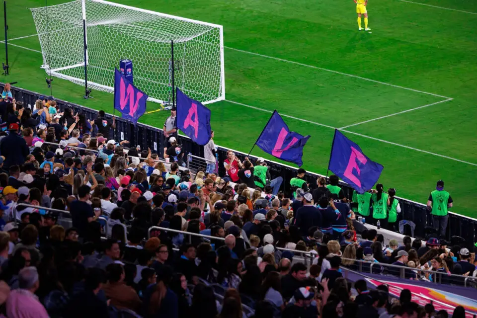 Fans watch a San Diego Wave FC game. Del Mar’s mayor and deputy mayor have raised concerns about the club owners’ proposal for a new stadium at the Del Mar Fairgrounds. Courtesy photo/Wave