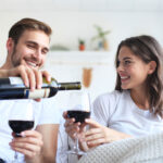 Couple drinking red wine
