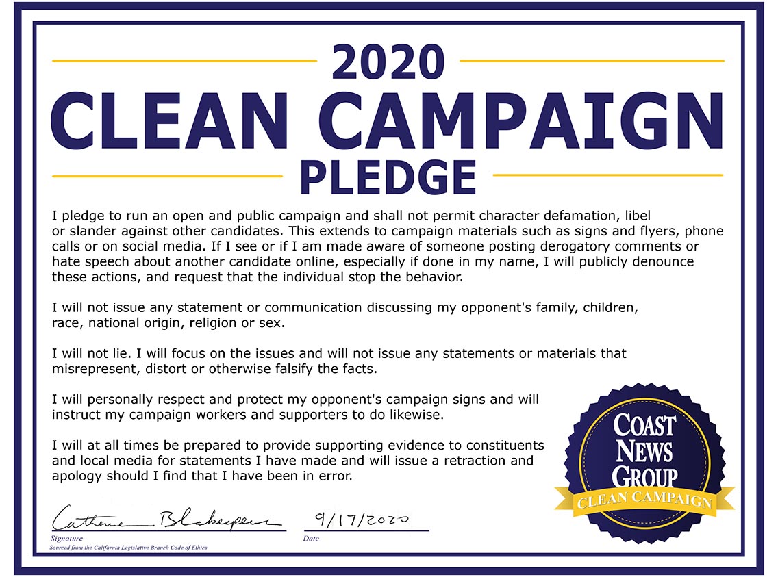 Catherine Blakespear Clean Campaign Pledge