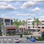 A rendering of Ocean Creek, a proposed 295-unit apartment complex and mixed-use development at Crouch Street and South Oceanside Boulevard. Courtesy rendering