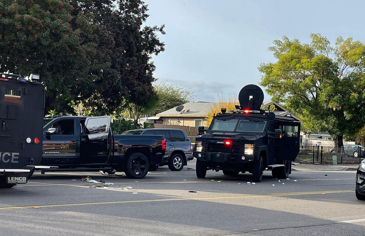 According to Escondido Police, Salgado exited his truck and exchanged gunfire with two Escondido Police officers.