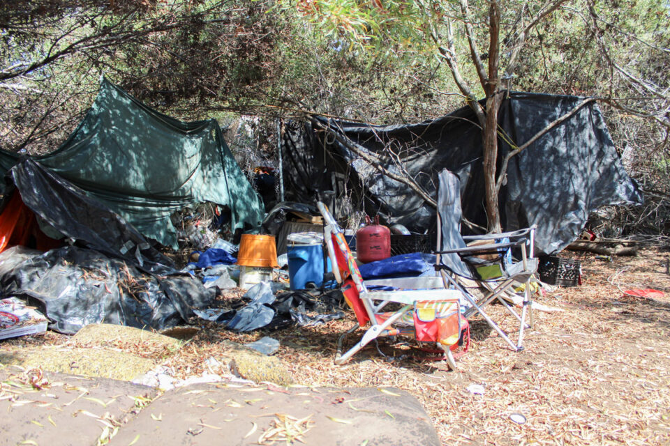 A homeless encampment in Encinitas. Photo by Jordan P. Ingram