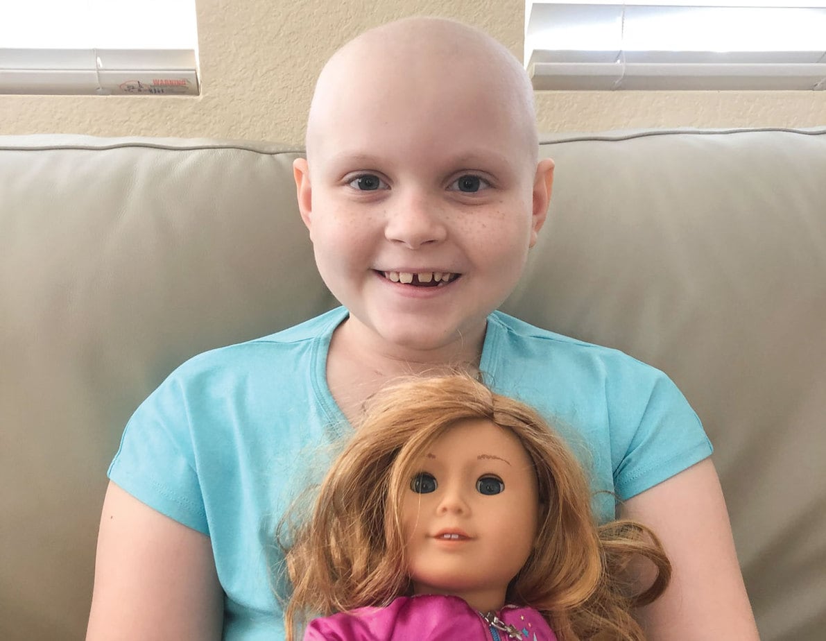 Mia Irvine, 7, of Oceanside is currently battling childhood leukemia. Mia's treatment requires her to receive two bags of blood each week, but a regional and national shortage of blood donations could eventually impact her treatments. Photo courtesy of the Irvine family