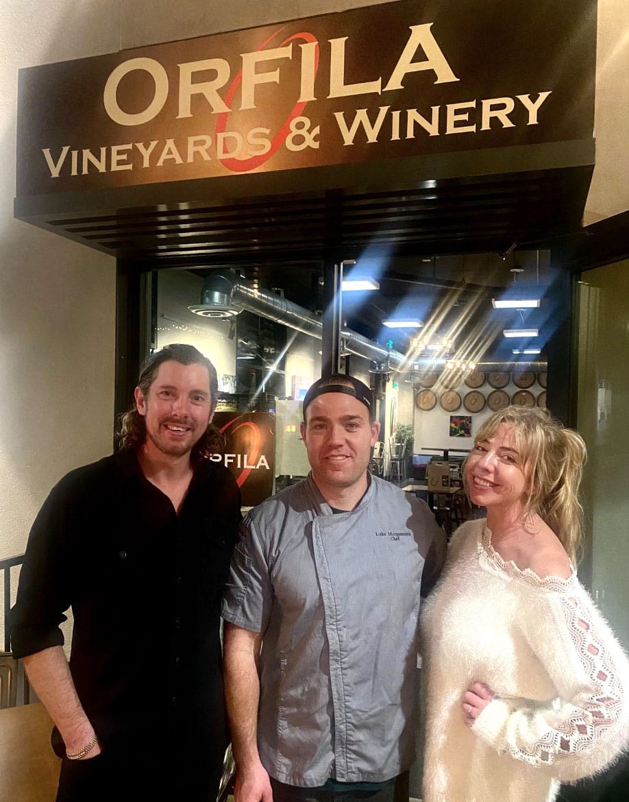 (Pictured from left to right) Dave Robinson, tasting room manager, Luke Morganstern, executive chef, and Katharine Briggs, assistant manager, all from Orfila Vineyards Tasting Room and Kitchen in Oceanside. Photo by Rico Cassoni